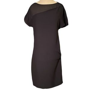 Reiss diagonal sheer panel side zip, short sleeves LBD. Trimmed boat neck Sz2